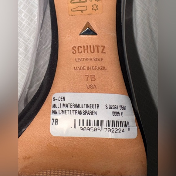 Schutz Den Flame Sz 7 Clear Panel Pointed-Toe Stiletto Pumps Silver Black suede - Picture 9 of 9